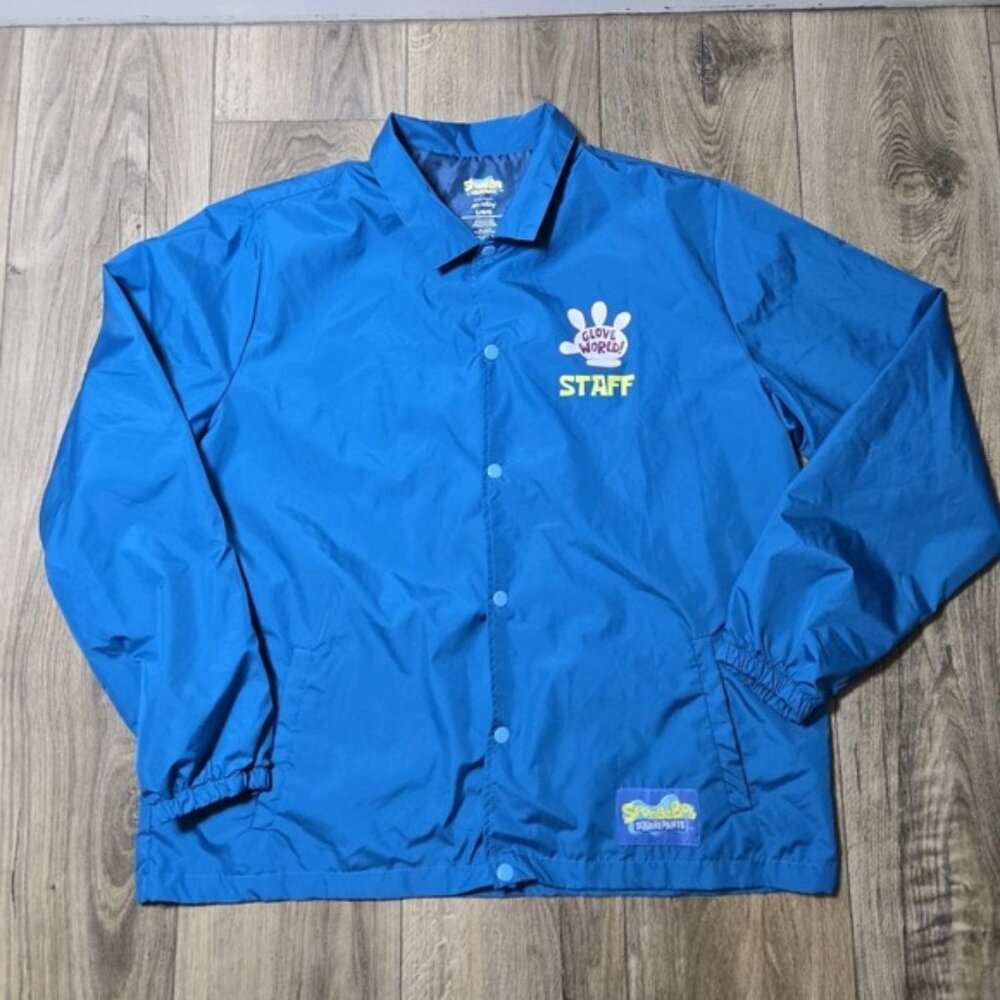 Spongebob Squarepants Glove World Staff Wind Breaker Rain Jacket Adult Size L